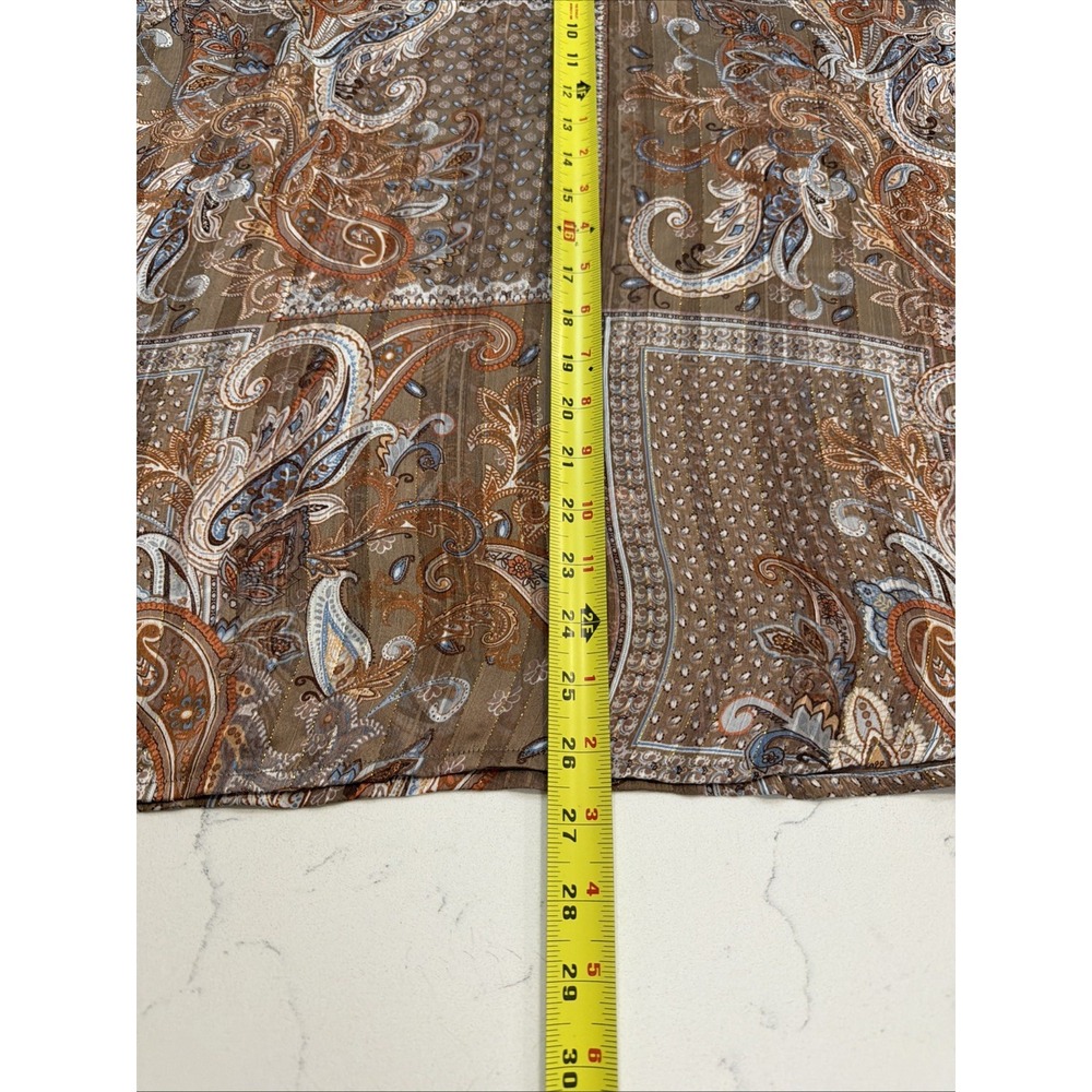 Chicos Top Shirt Blouse Womens Size 3 US XL Brown Paisley Sheer Light V Neck - Picture 9 of 9